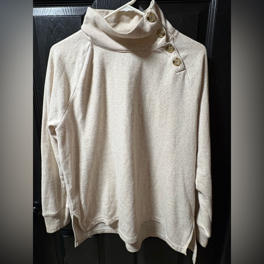 J. Crew Cream Cowl Neck Sweater with Button Accents